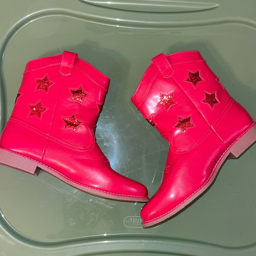 NEW GYMBOREE Girls cowboy boots star glitter red size 2 - Picture 1 of 5